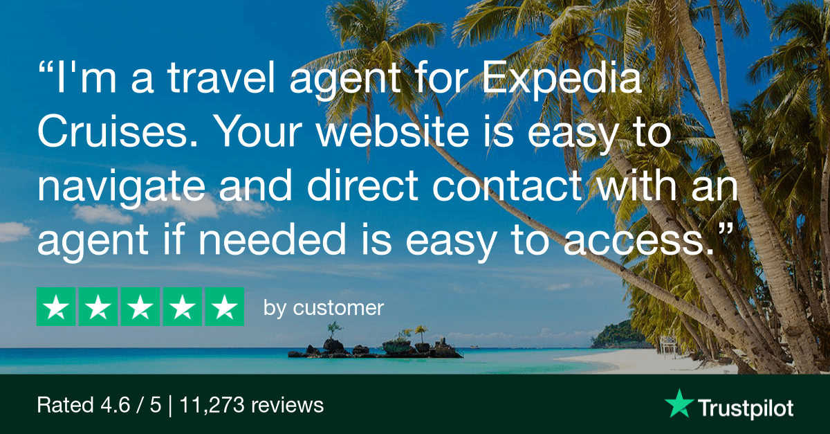 I'm a travel agent for Expedia Cruises. Your website is easy to navigate and direct contact with an agent if needed is easy to access.